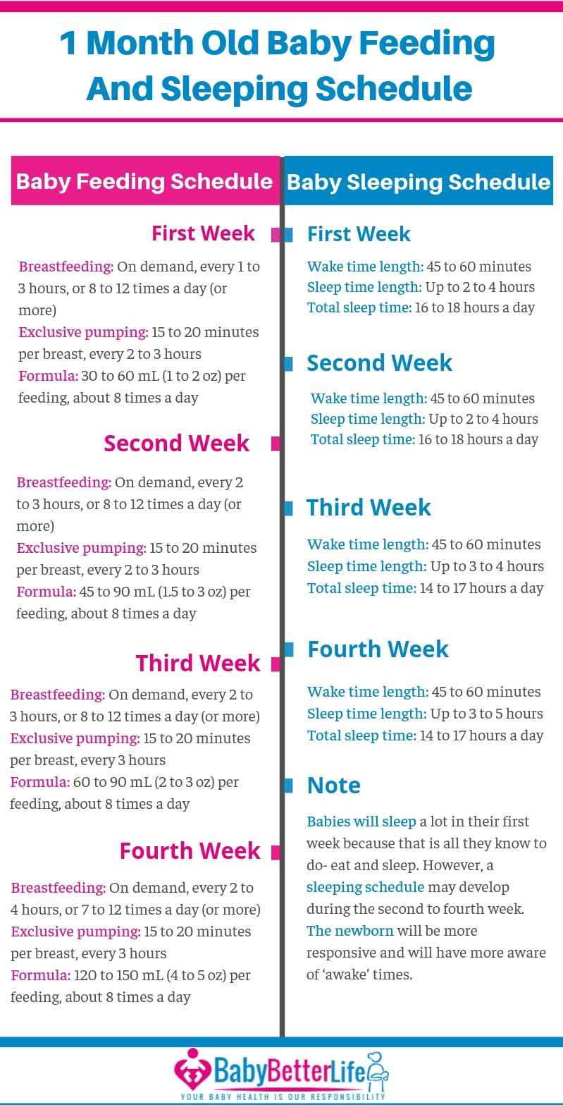 1 month old baby schedule